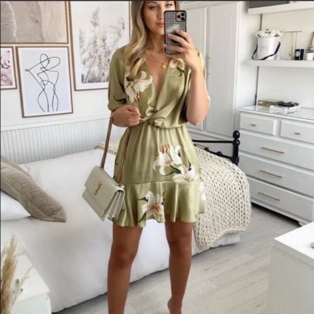 Zara print dress with knot